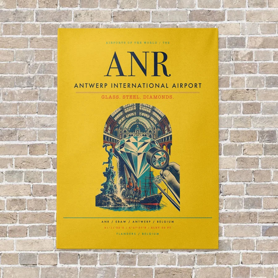 Antwerp International Airport ANR - Canvas No Frame - Yellow