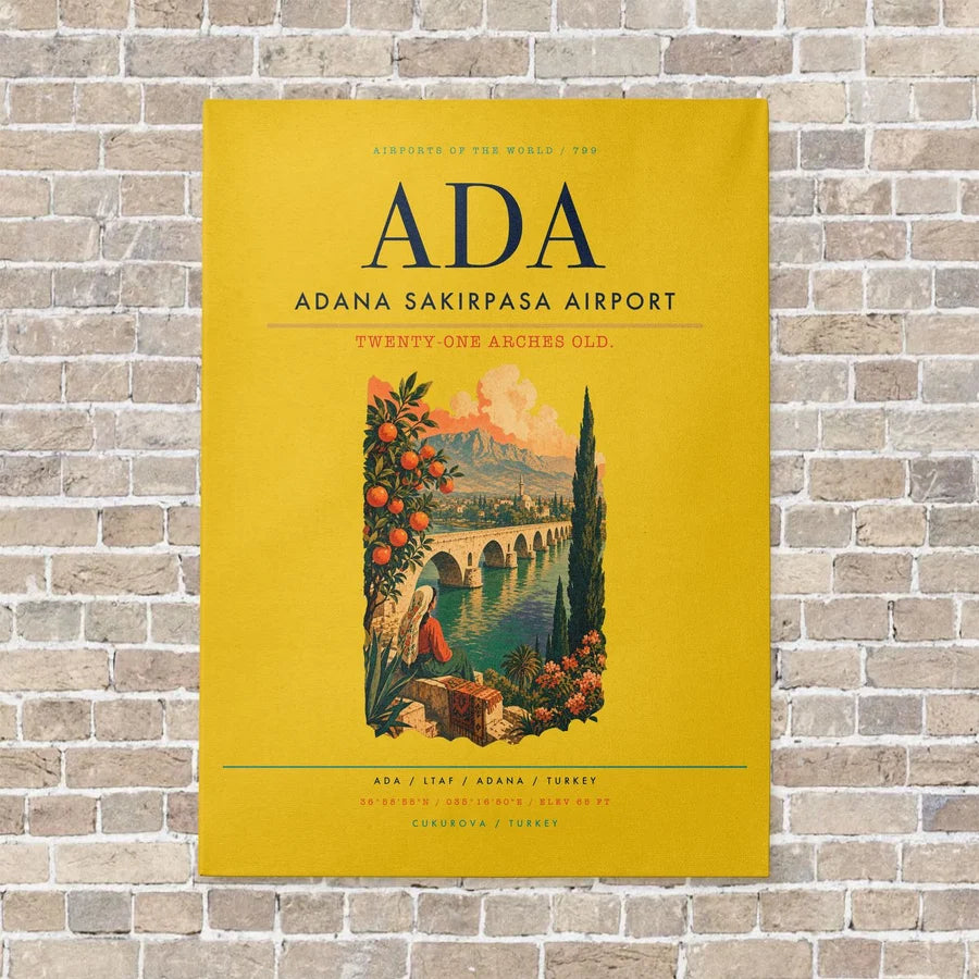 Adana Sakirpasa Airport ADA - Canvas No Frame - Yellow