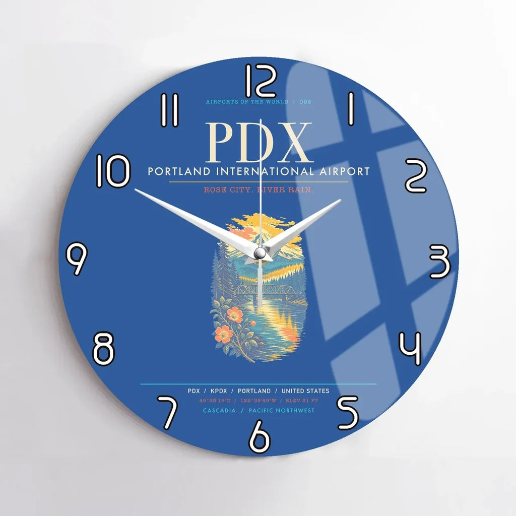 Portland International Airport PDX Wall-Clock No-Frame - Blue