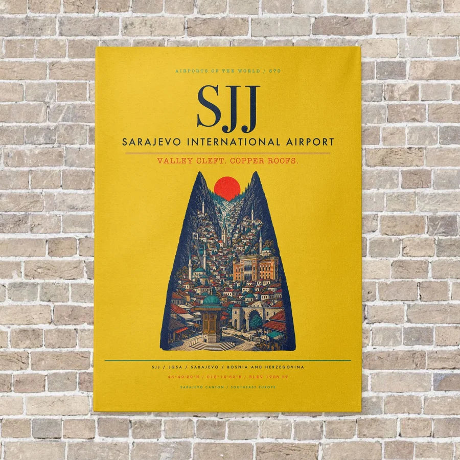 Sarajevo International Airport SJJ - Canvas No Frame - Yellow