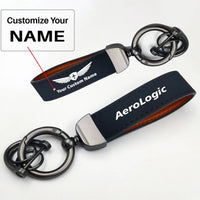 Thumbnail for Aerologic Airlines Horseshoe Buckle key chain, Navy Blue + Name