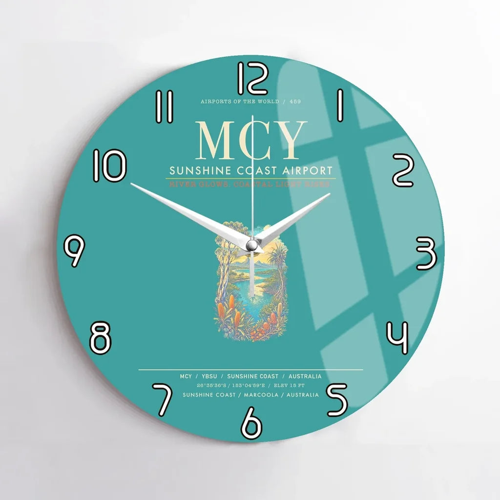 Sunshine Coast Airport MCY Wall-Clock No-Frame - Turquoise