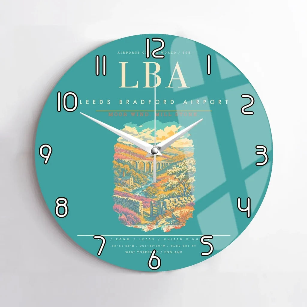Leeds Bradford Airport LBA Wall-Clock No-Frame - Turquoise
