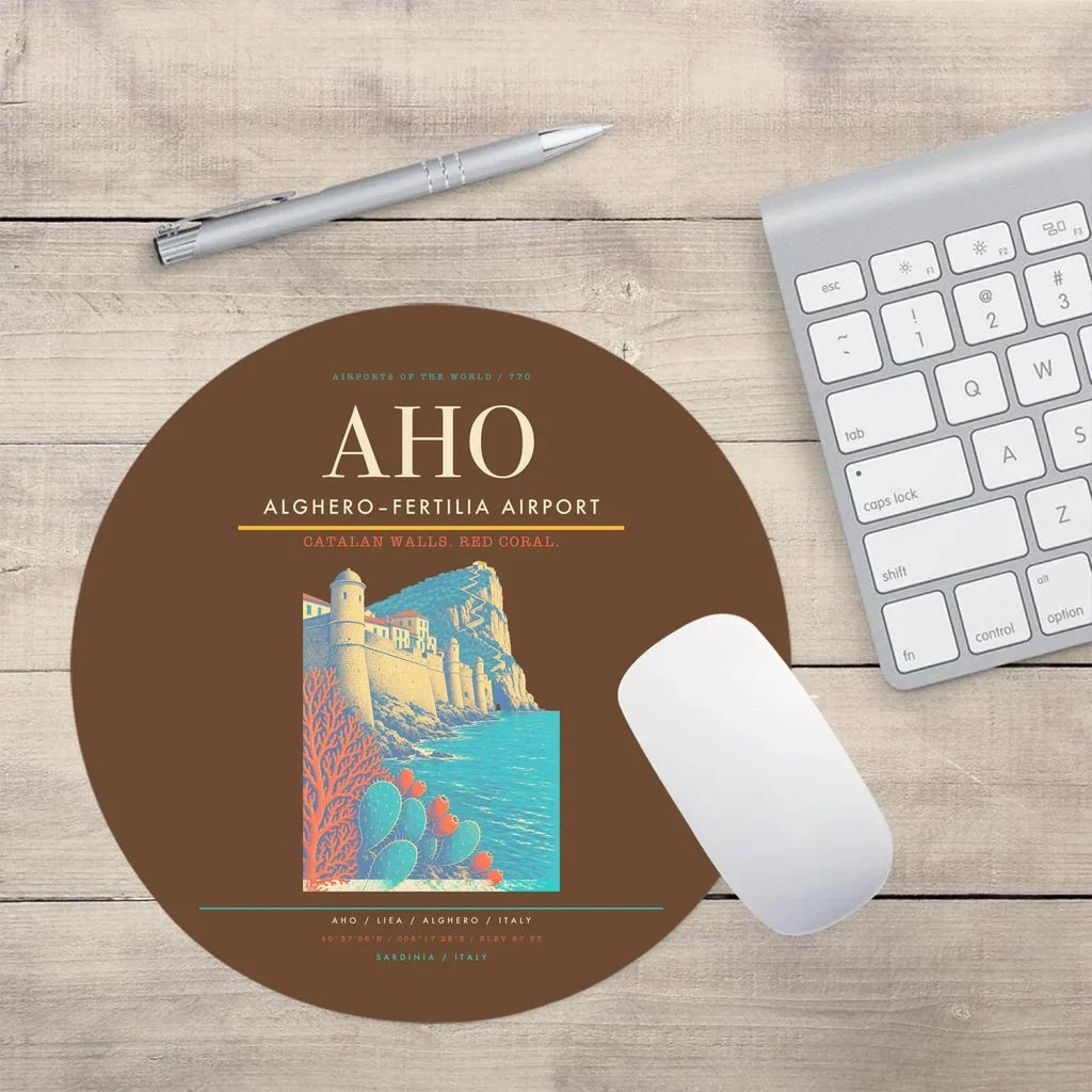 AlgheroFertilia Airport AHO Mouse-Pad Round - Brown