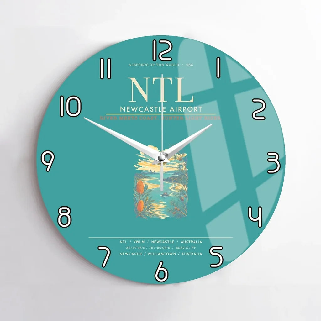 Newcastle Airport NTL Wall-Clock No-Frame - Turquoise
