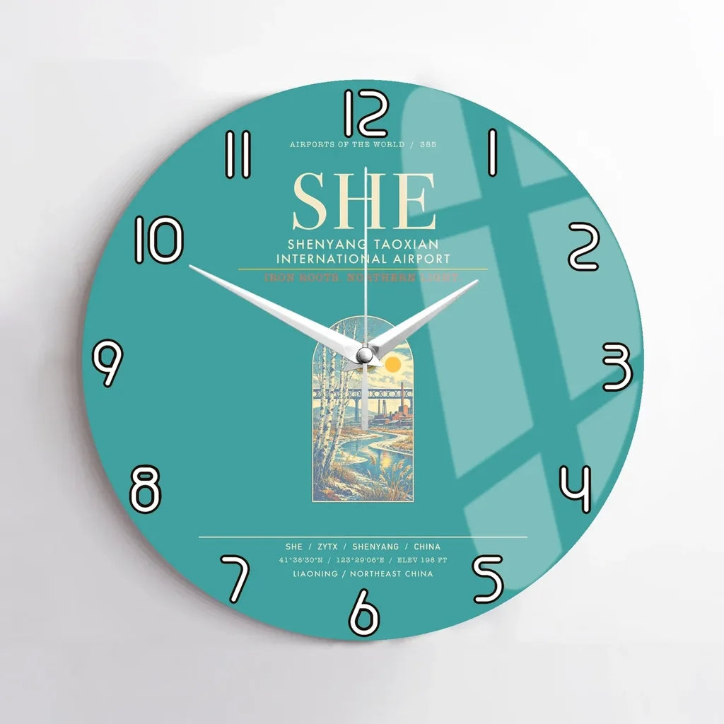 Shenyang Taoxian International Airport SHE Wall-Clock No-Frame - Turquoise