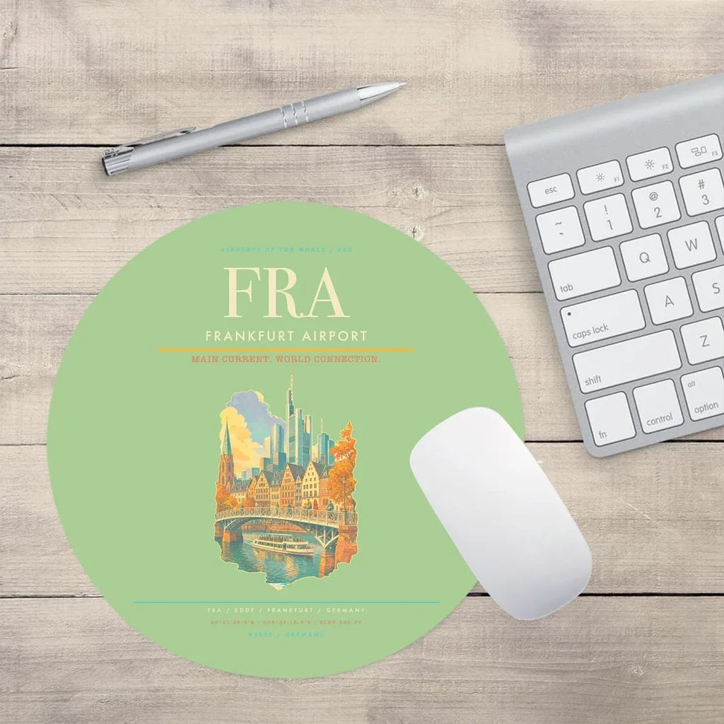 Frankfurt Airport FRA Mouse-Pad Round - Light Green