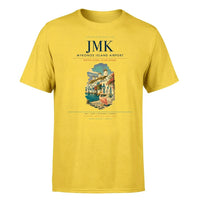 Thumbnail for Mykonos Island Airport (JMK) T-Shirt single-side front print in Yellow | mykonos-island-airport-jmk-double-side-t-shirt