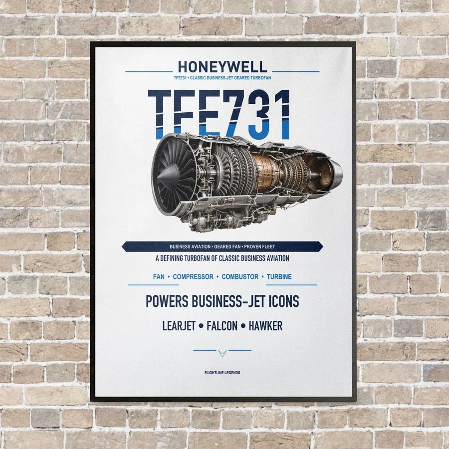 TFE731 vertical canvas print - framed - white background