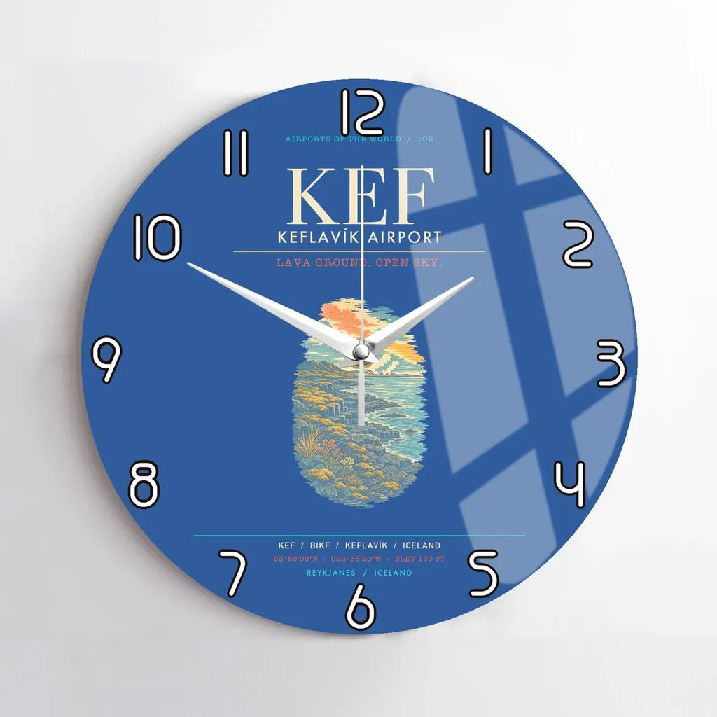 Keflavik Airport KEF Wall-Clock No-Frame - Blue