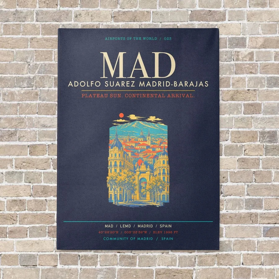 Adolfo Suarez Madrid-Barajas Airport MAD - Canvas Framed - Navy Blue