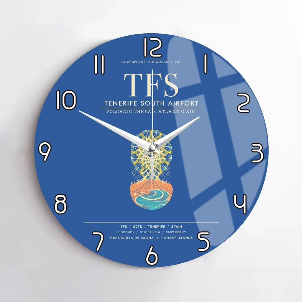 Tenerife South Airport TFS Wall-Clock No-Frame - Blue