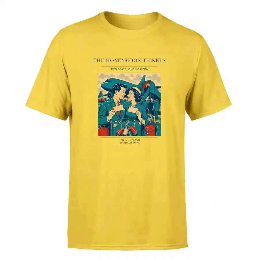 VINTAGE G4227 - The Honeymoon Tickets - Premium T-Shirt design on yellow premium t shirt