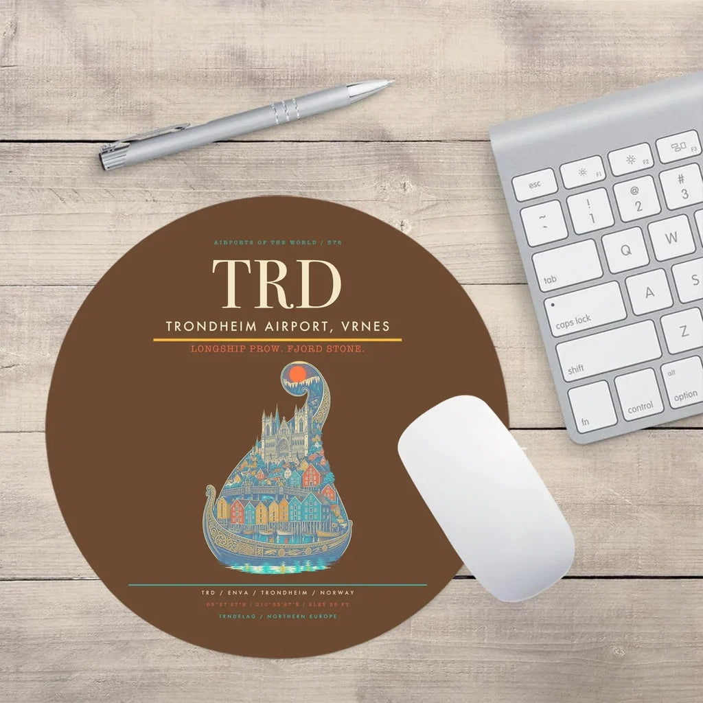Trondheim Airport Vrnes TRD Mouse-Pad Round - Brown