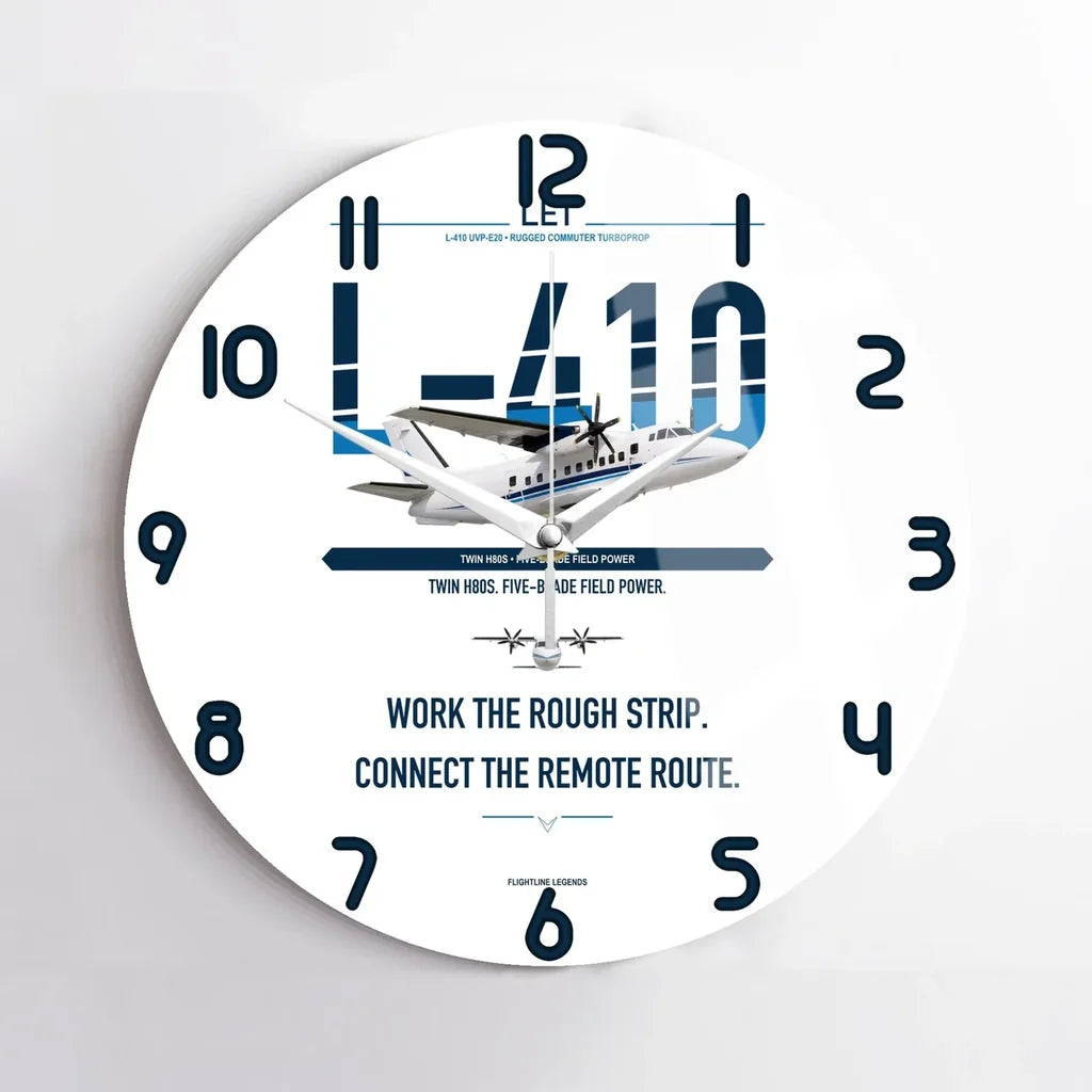 LET L-410 UVP-E20 design on white no frame wall clock