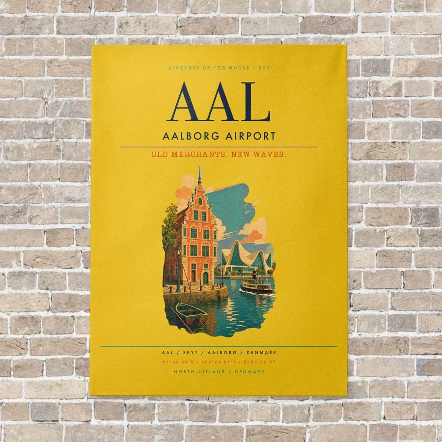 Aalborg Airport AAL - Canvas No Frame - Yellow