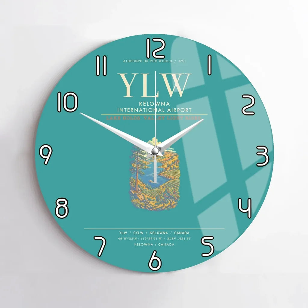 Kelowna International Airport YLW Wall-Clock No-Frame - Turquoise