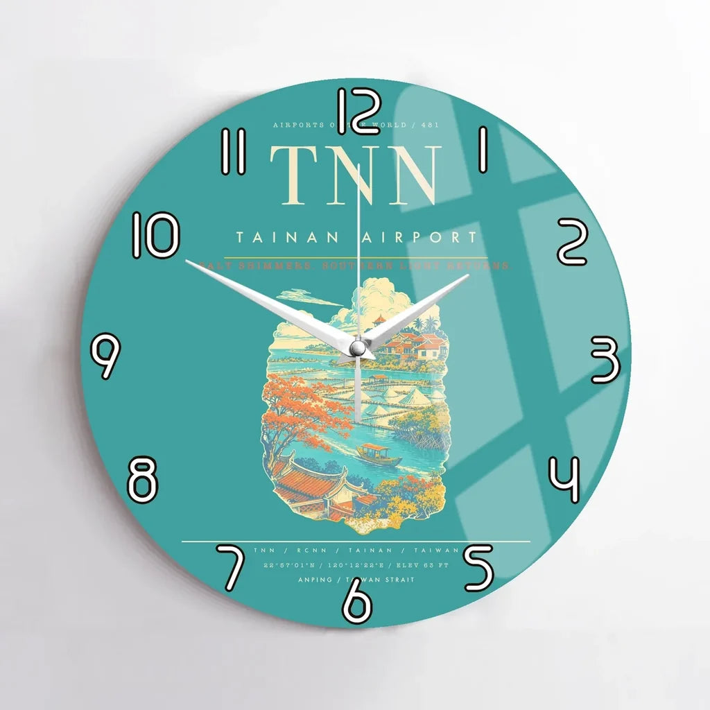 Tainan Airport TNN Wall-Clock No-Frame - Turquoise