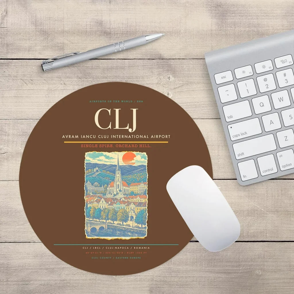 Avram Iancu Cluj International Airport CLJ Mouse-Pad Round - Brown