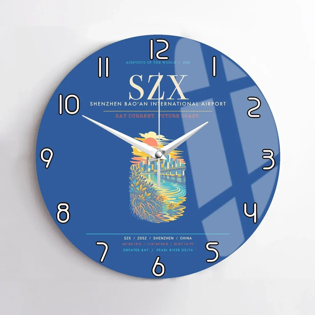 Shenzhen Bao'an International Airport SZX Wall-Clock No-Frame - Blue