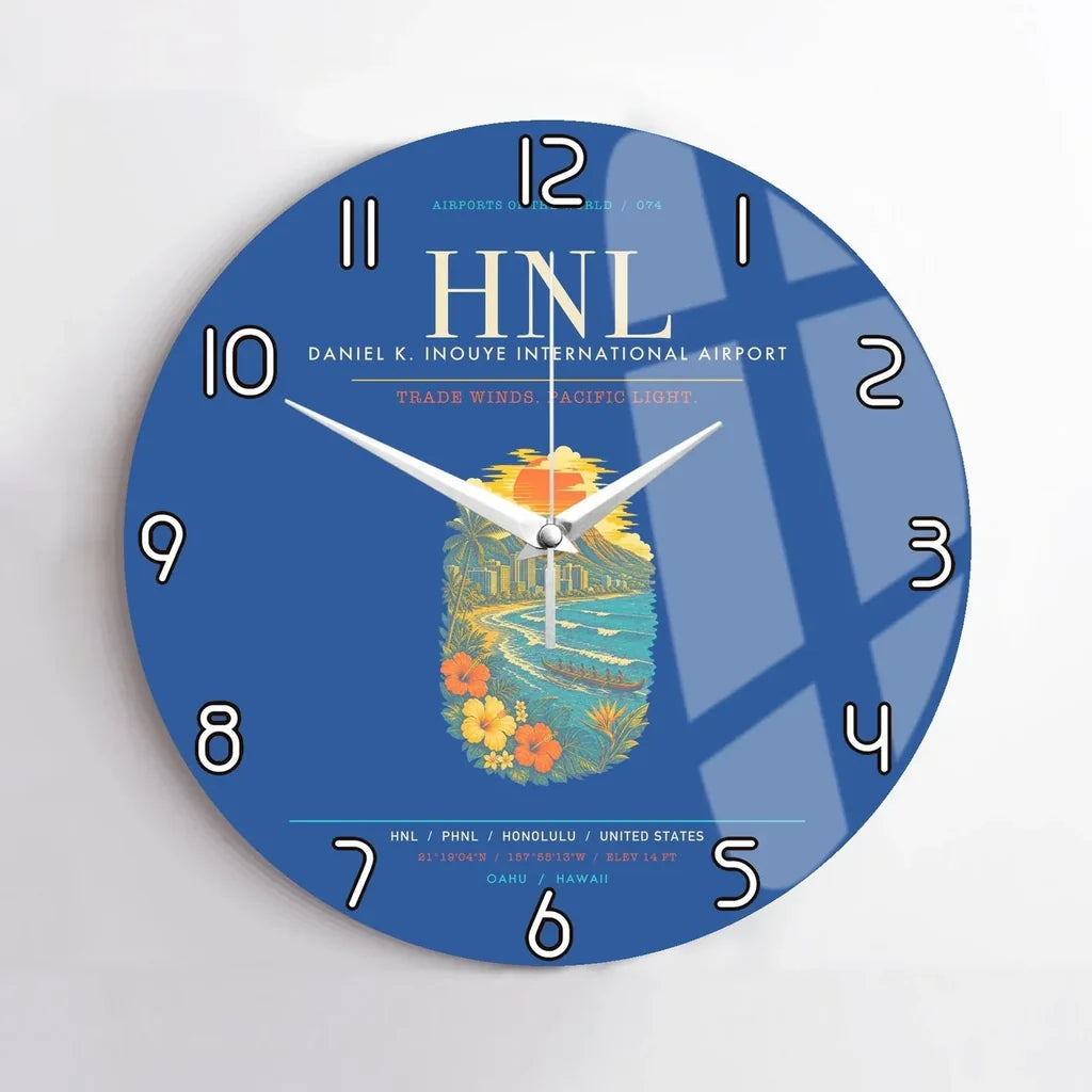 Honolulu Daniel K. Inouye International Airport HNL Wall-Clock No-Frame - Blue