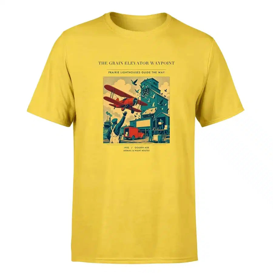 VINTAGE G4451 - The Grain Elevator Waypoint - Premium T-Shirt design on yellow premium t shirt
