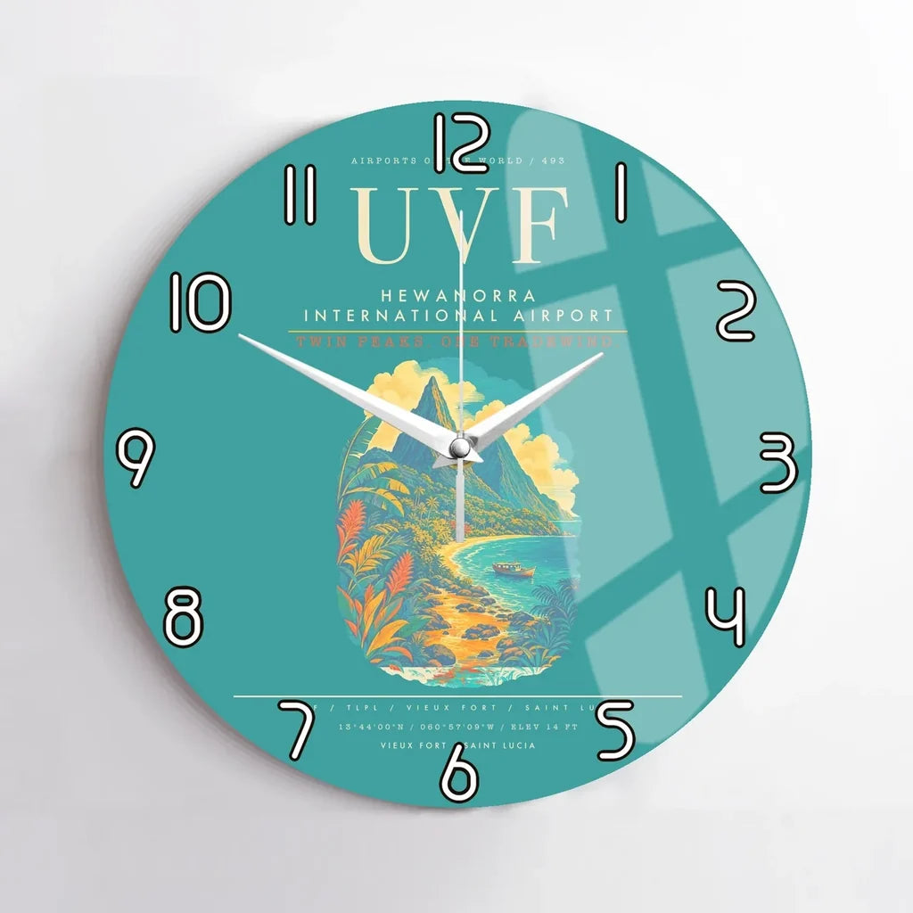 Hewanorra International Airport UVF Wall-Clock No-Frame - Turquoise