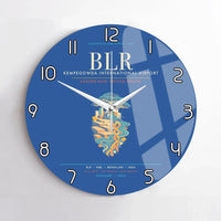 Thumbnail for Kempegowda International Airport Bengaluru BLR - Deccan Garden Silk Loom Wall-Clock No-Frame - Blue