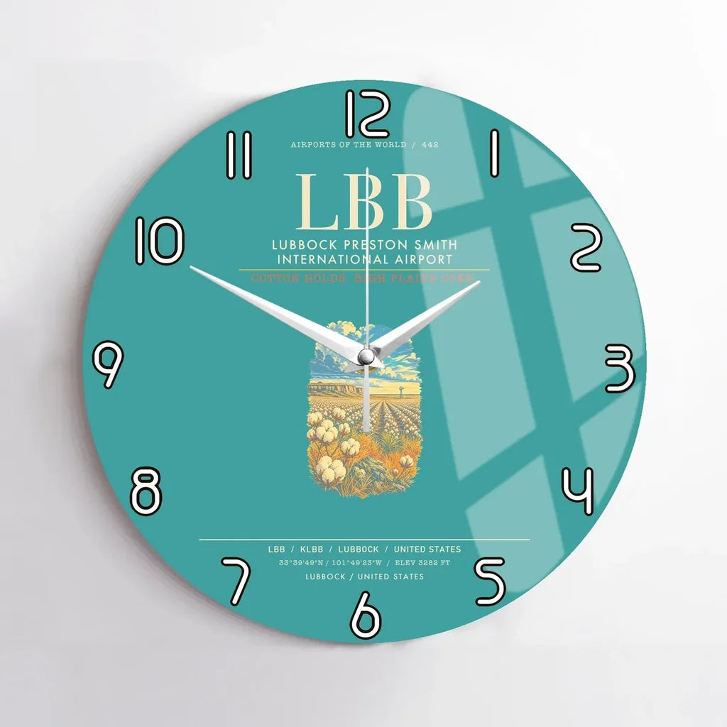 Lubbock Preston Smith International Airport LBB Wall-Clock No-Frame - Turquoise