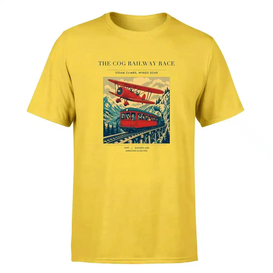 VINTAGE G4347 - The Cog Railway Race - Premium T-Shirt design on yellow premium t shirt