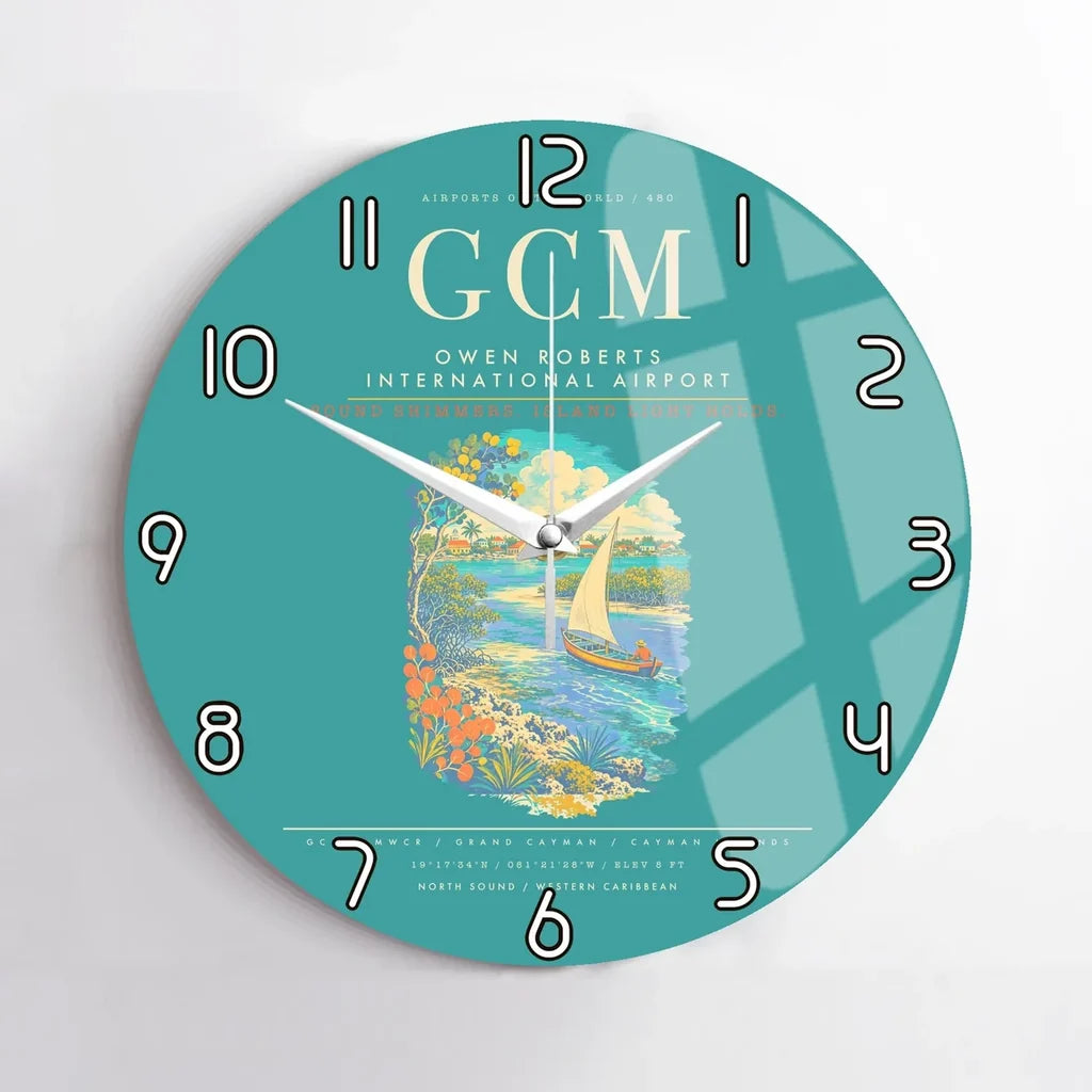 Owen Roberts International Airport GCM Wall-Clock No-Frame - Turquoise