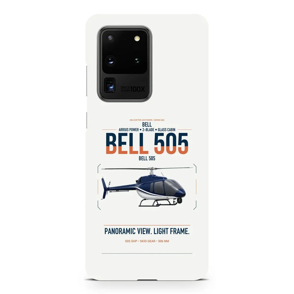 Bell 505 design on samsung case - white