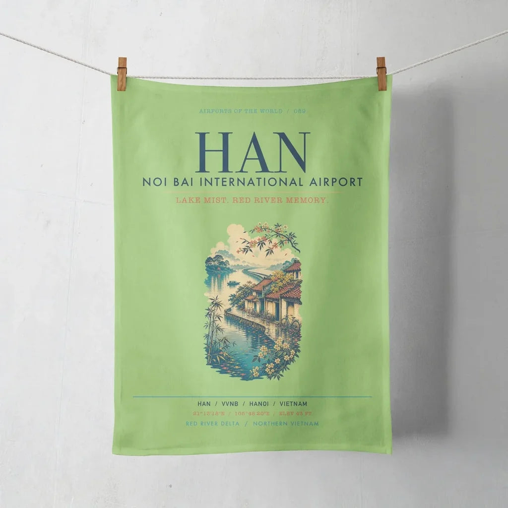 Noi Bai International Airport Hanoi (HAN) design on light green towel