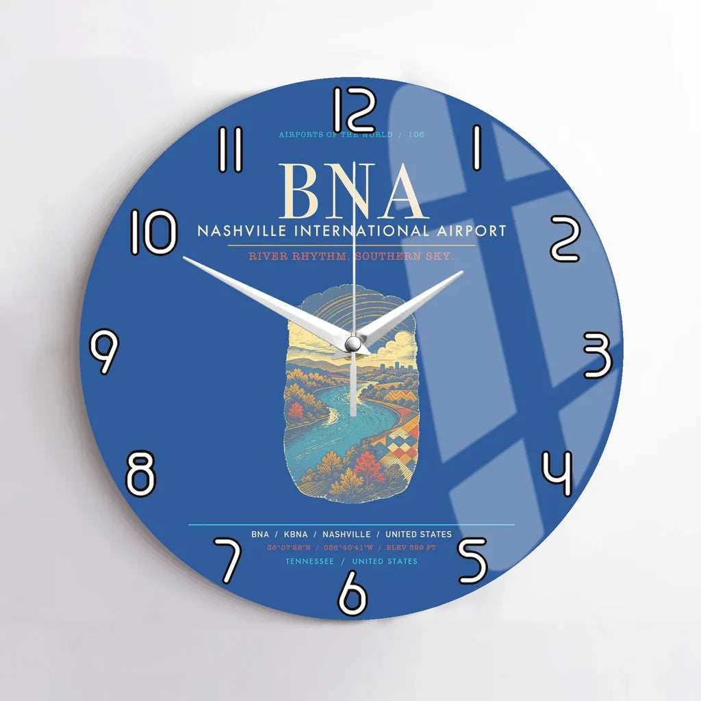 Nashville International Airport BNA Wall-Clock No-Frame - Blue