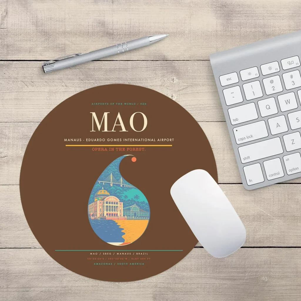 Manaus - Eduardo Gomes International Airport MAO Mouse-Pad Round - Brown