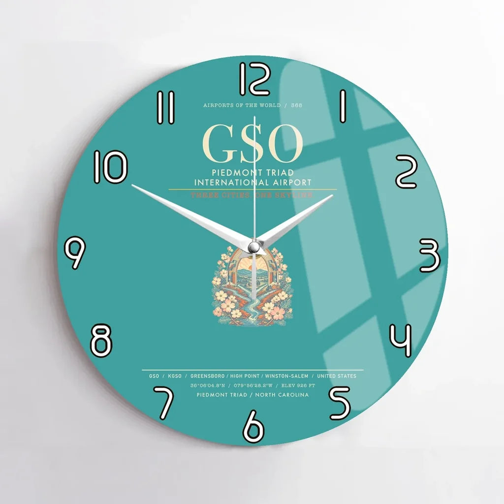 Piedmont Triad International Airport GSO Wall-Clock No-Frame - Turquoise