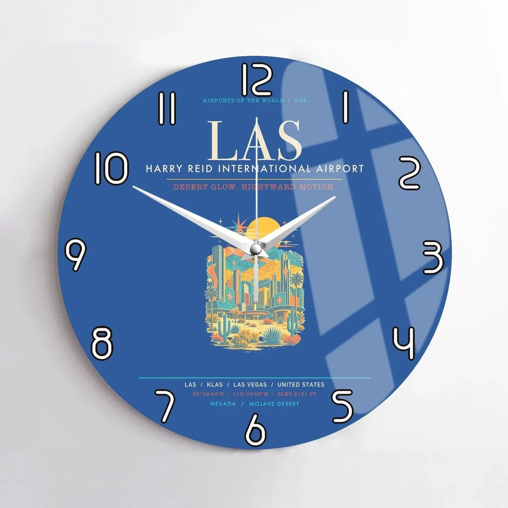 Las Vegas Harry Reid International Airport LAS Wall-Clock No-Frame - Blue