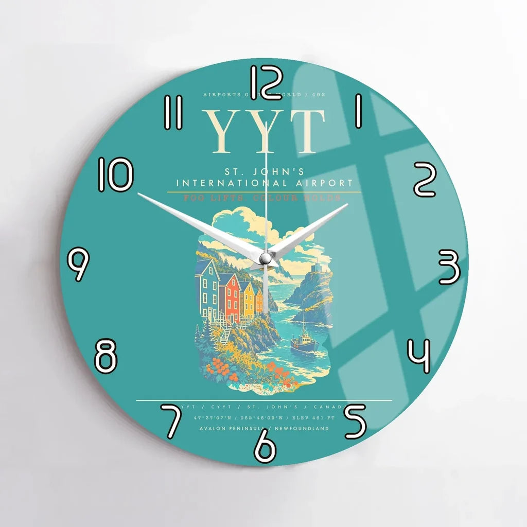 St. John's International Airport YYT Wall-Clock No-Frame - Turquoise