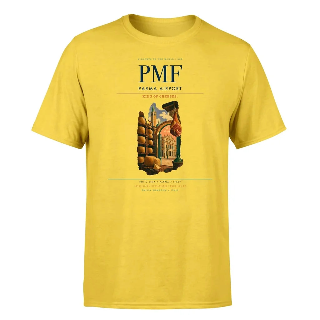 Parma Airport (PMF) T-Shirt single-side front print in Yellow | parma-airport-pmf-double-side-t-shirt