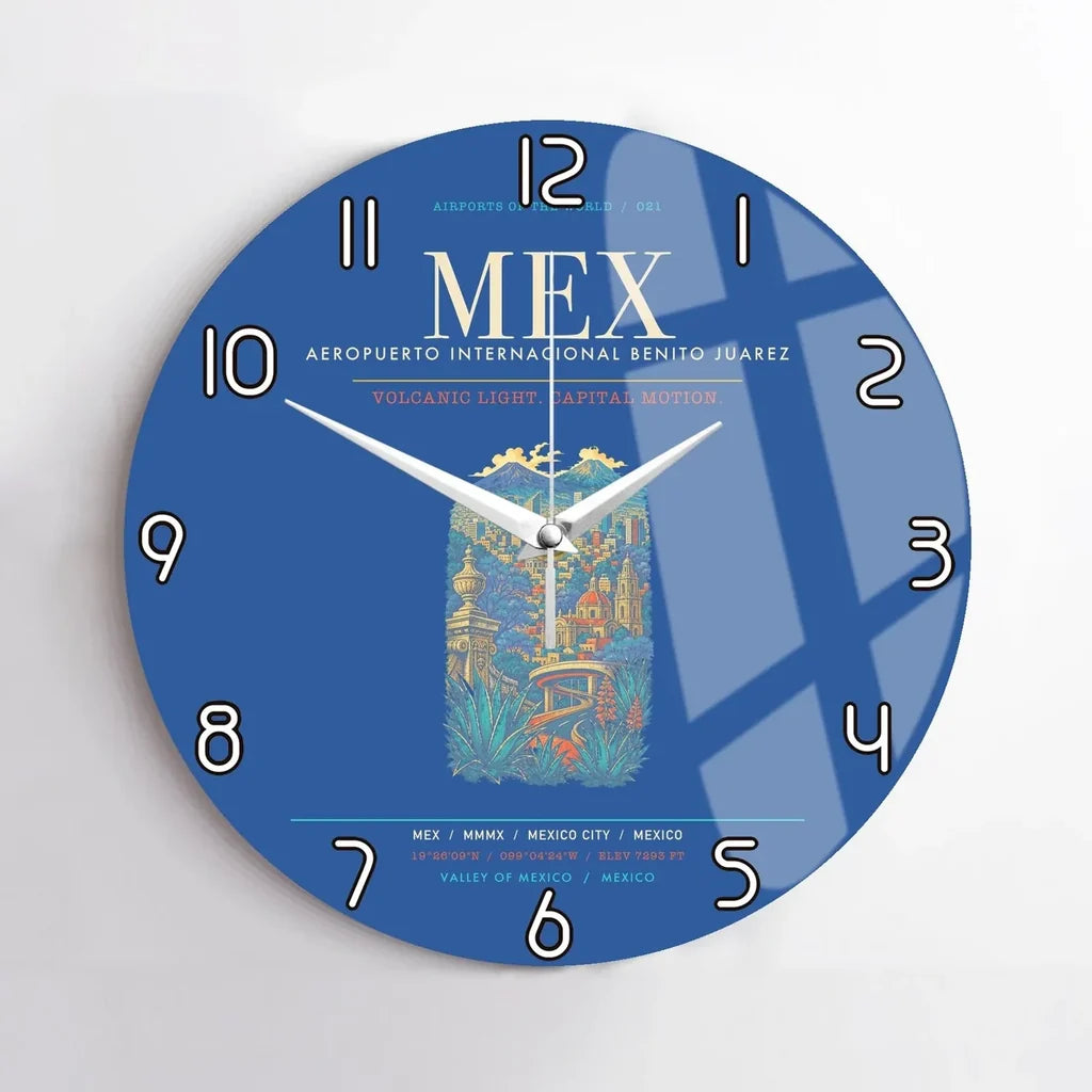 Mexico City Benito Juarez International Airport MEX Wall-Clock No-Frame - Blue