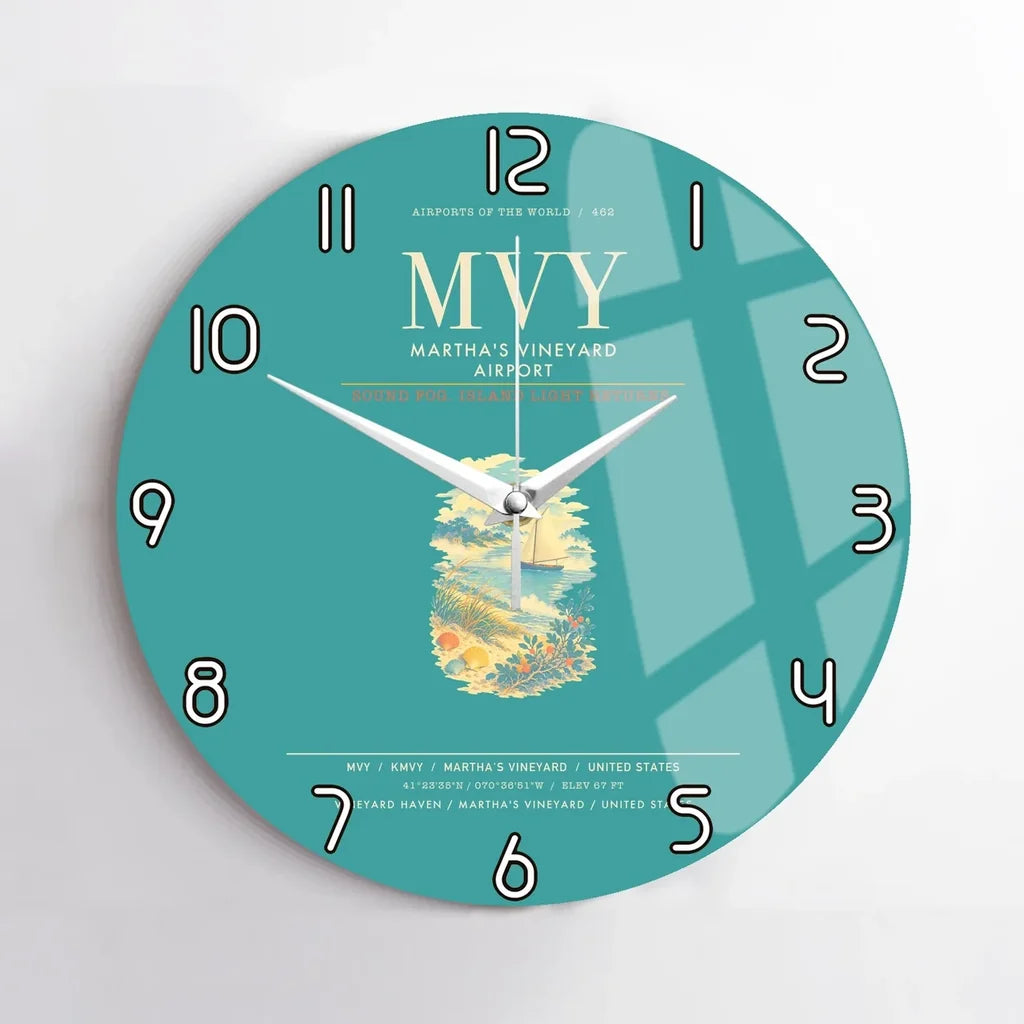 Martha's Vineyard Airport MVY Wall-Clock No-Frame - Turquoise