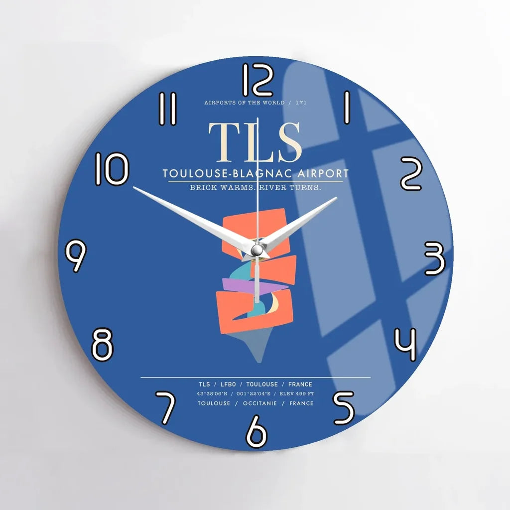 Toulouse-Blagnac Airport TLS Wall-Clock No-Frame - Blue