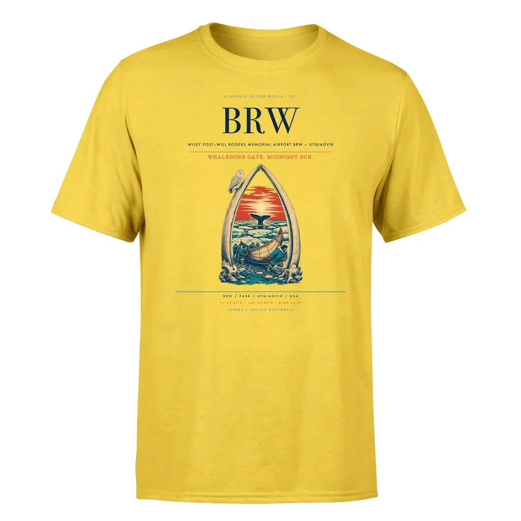 Wiley Post–Will Rogers Memorial Airport (BRW) T-Shirt single-side front print in Yellow | wiley-postwill-rogers-memorial-airport-brw-double-side-t-shirt