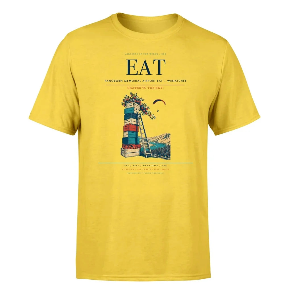 Pangborn Memorial Airport (EAT) T-Shirt single-side front print in Yellow | pangborn-memorial-airport-eat-double-side-t-shirt