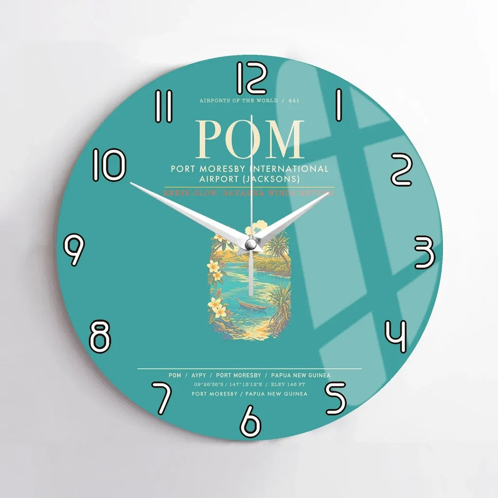 Port Moresby International Airport POM Wall-Clock No-Frame - Turquoise