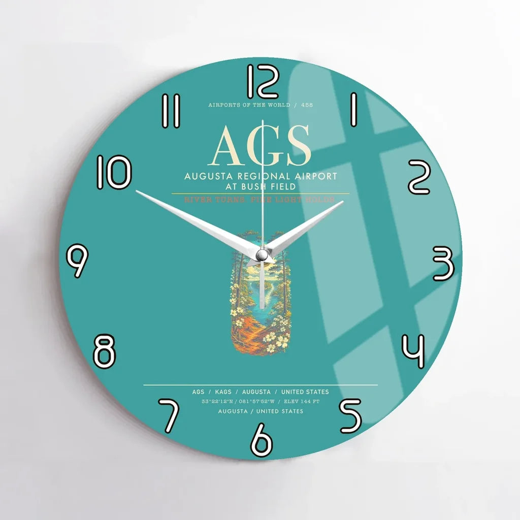 Augusta Regional Airport at Bush Field AGS Wall-Clock No-Frame - Turquoise