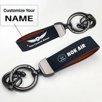 Thumbnail for Nok Airlines Horseshoe Buckle key chain, Navy Blue + Name
