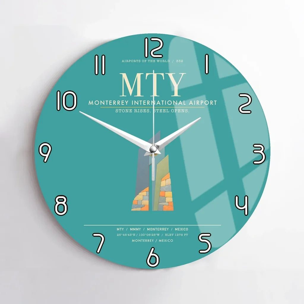 Monterrey International Airport MTY Wall-Clock No-Frame - Turquoise
