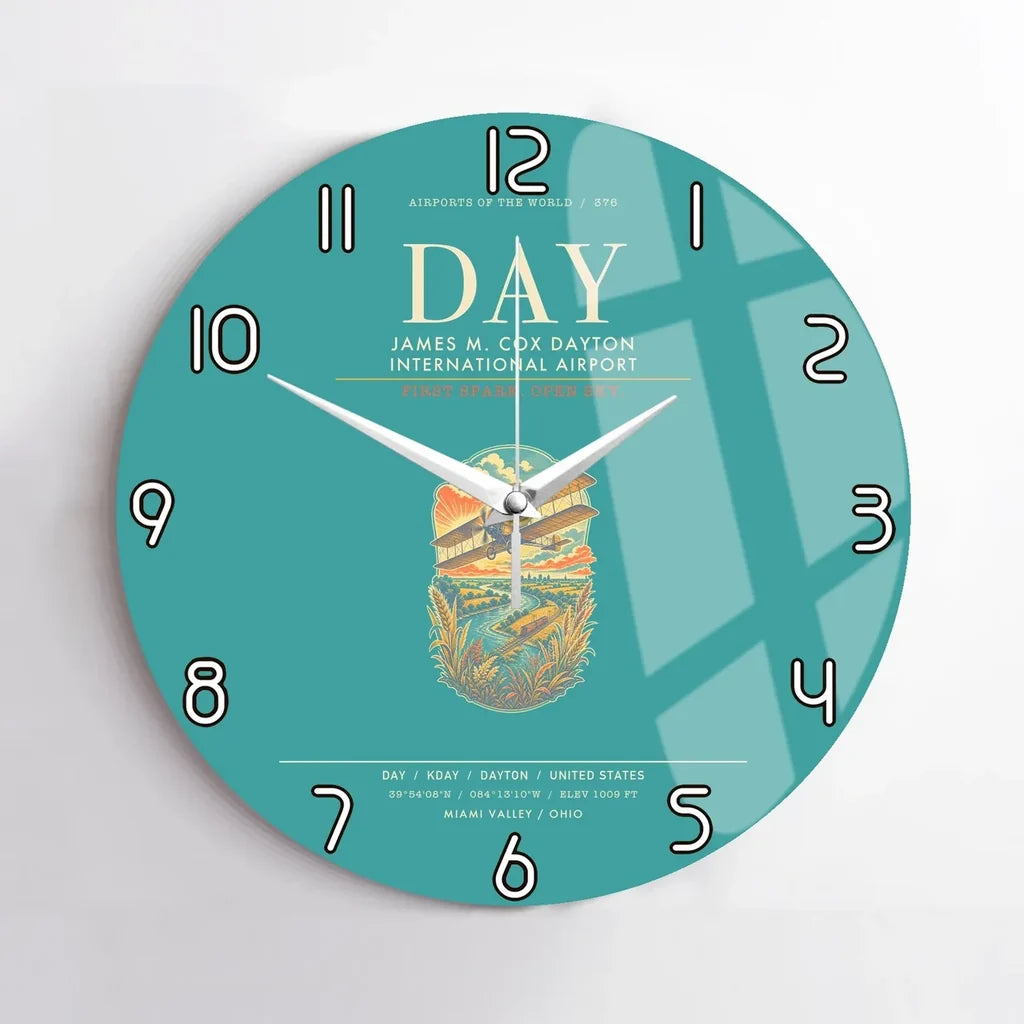 James M. Cox Dayton International Airport DAY Wall-Clock No-Frame - Turquoise