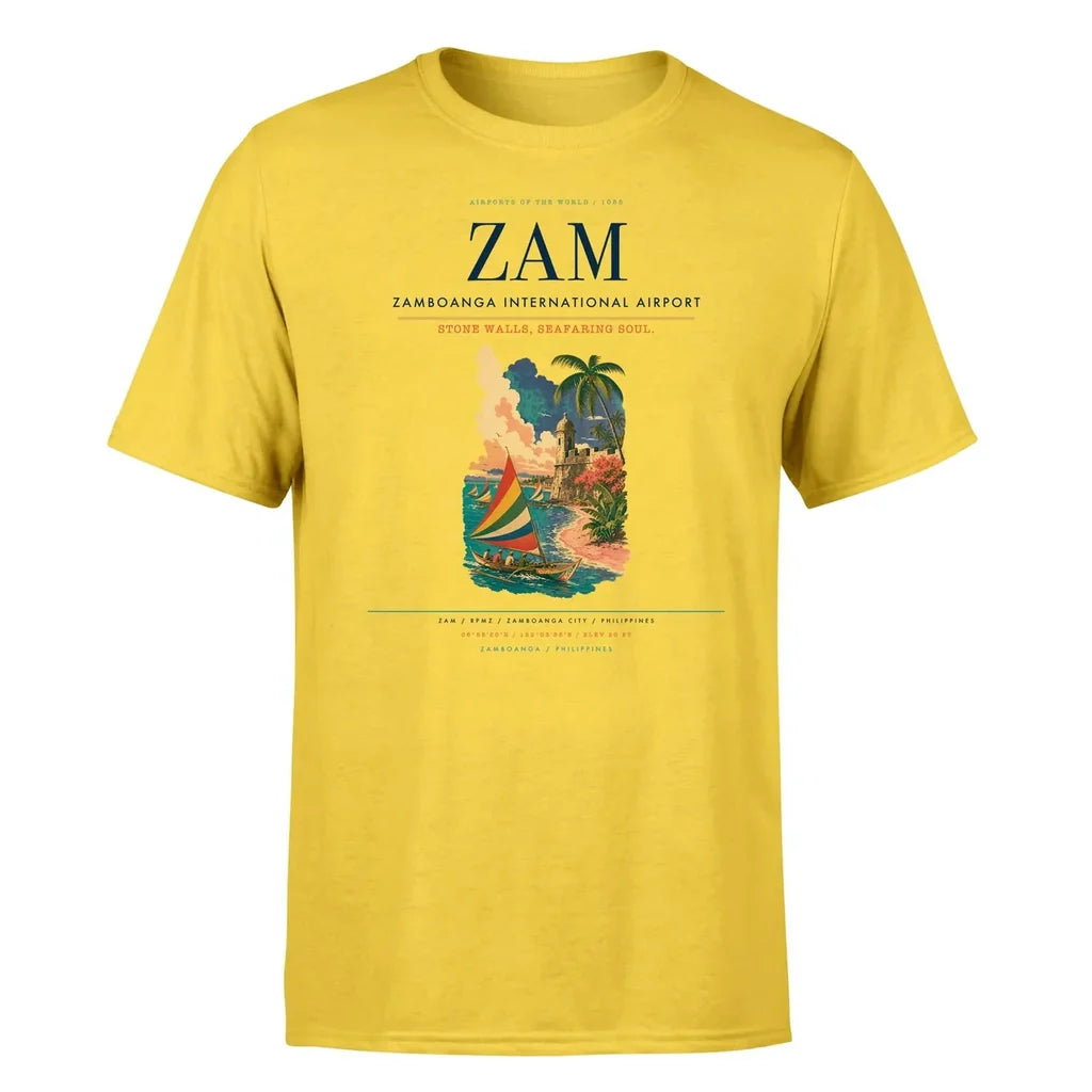 Zamboanga International Airport (ZAM) T-Shirt single-side front print in Yellow | zamboanga-international-airport-zam-double-side-t-shirt
